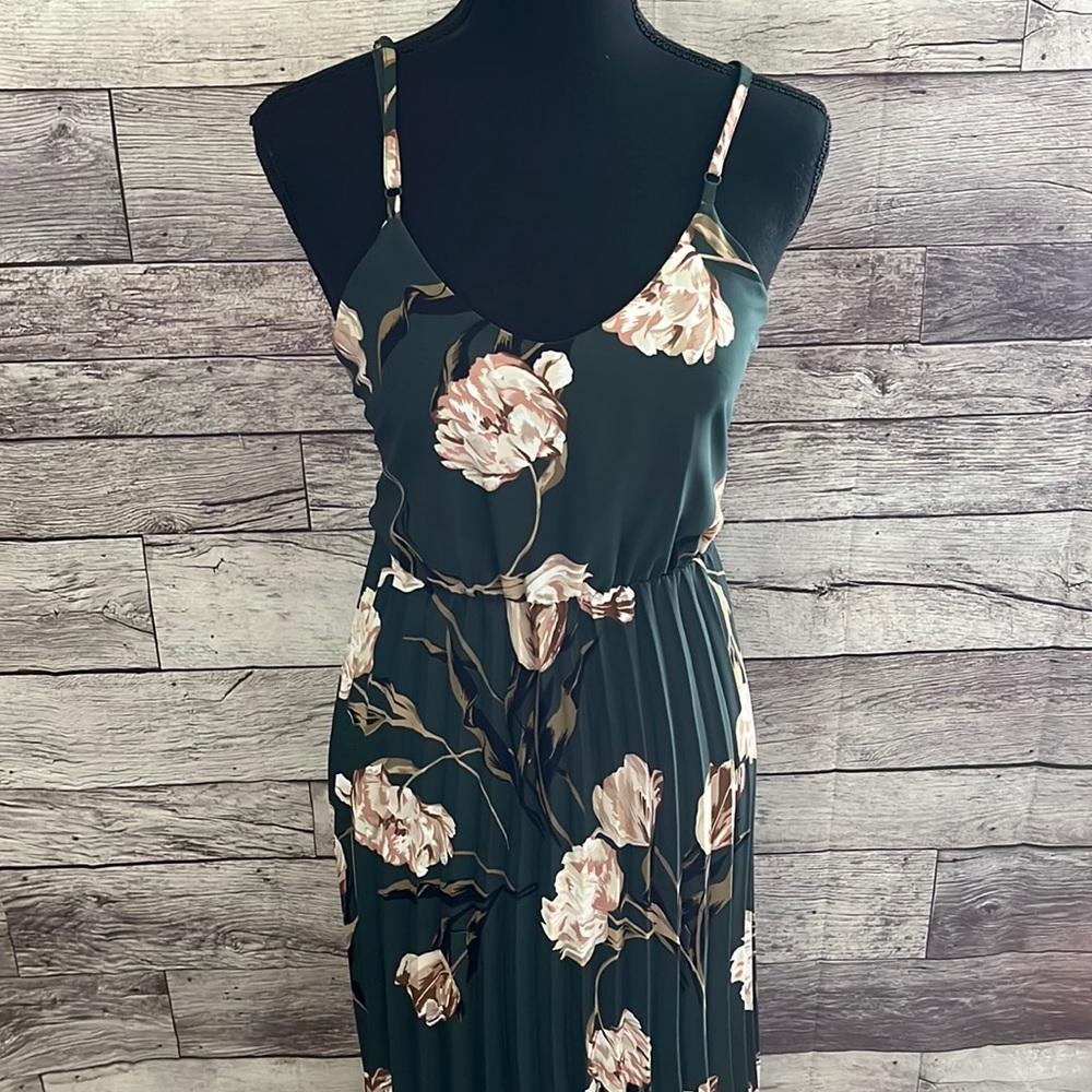 Green and blush floral dress
